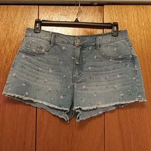 Wild Fable Jean Shorts. Size 14. Color Blue denim with pink flowers.